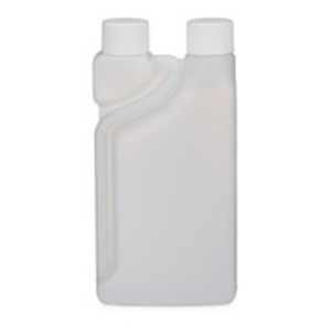 8 oz Natural HDPE Plastic Twin Neck Measure & Pour Bettix Bottles (White Cap) - 3250B01