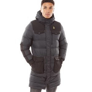 LUKE 1977 Mens Dreward Long Line Hooded Jacket Black