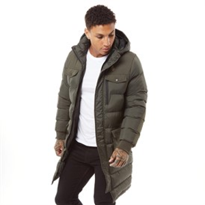 LUKE 1977 Mens Dreward Long Line Hooded Jacket Olive