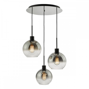 LYC8822 Lycia 3 Light Cluster Pendant Matt Black Smoked Ombre Glass