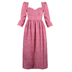 Violet Midi Dress With Sweetheart Neck In Baroque Rose Cotton Cord (S)