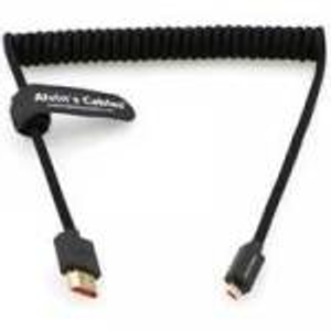 Alvins Cables 8K 2.1 Micro-HDMI to Full HDMI Braided Coiled-Cable for Atomos-Ninja-V 4K-60P Record 48Gbps HDMI for Canon-R5C,R5,R6(18 to 28 Inch) Coiled Cable - Black  (p/n B0BDFRYNP1) 