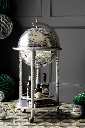 Silver Disco Ball Drinks Trolley Cart