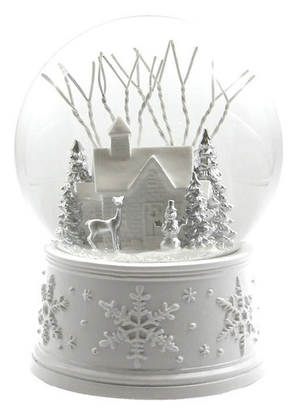 Gentle Beautiful White Christmas Musical Snow Globe