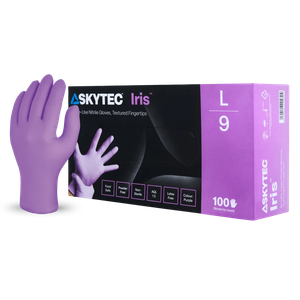 SKYTEC Iris Strong Nitrile Disposable Latex Free Powder Free Gloves Lilac Purple (BOX OF 100)
