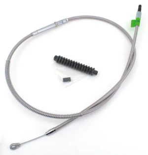 Barnett +2 Inch Clutch Cable 64 Inch Outer Cable Length in Braided Clear Coat Finish For 1987-2006 5-Speed Big Twin Models (102-30-10010+02)