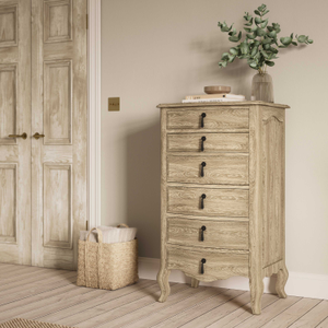 Salcombe 6 Drawer Tallboy, Pale Weathered Oak