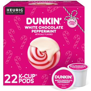 Dunkin' White Chocolate Peppermint K-Cups, Medium Roast – 22 Count