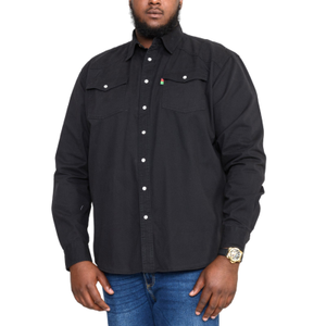 D555 Duke London Mens Big & Tall Kingsize Western Style Denim Shirt - 1XL / Black