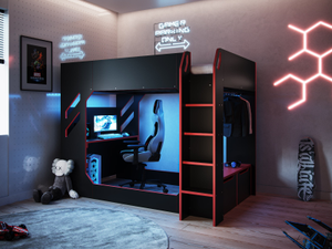 Recoil Shuttle Small Double LED Gaming High Sleeper Black & Red