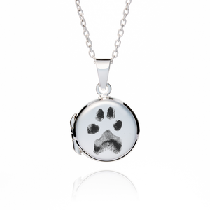 Sterling Silver Circle PawPrint Locket