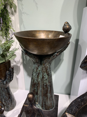 Open Hands Bird Bath Shaped Statue Garden Ornament
