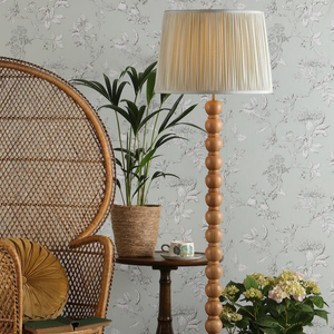 Laura Ashley Maria Floor Lamp Waxed Oak Wood Base