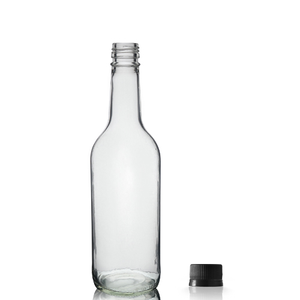 500ml Clear Glass Water Bottle With Screw Cap - Black