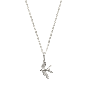 Swallow In Flight Silver Necklace (one size)