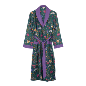 Indian Cotton Lavender Fields Print Robe (L/XL)