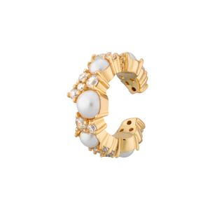 Gold Pearl And Sparkle Ear Cuff