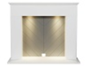 Adam Corinth Stove Fireplace in Pure White & Grey with Downlights, 48 Inch