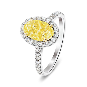 Certified Oval Yellow Diamond Halo Engagement Ring 1.00ct Ring in Platinum