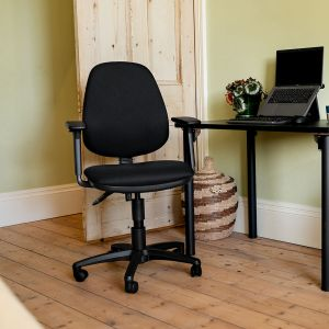 Homeworker Ergonomic Chair (with armrests & hard floor castors) - Black