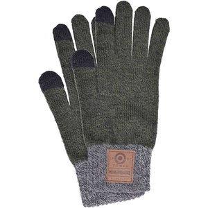 Lambretta Mens Turn Up Touchscreen Compatible Gloves - One Size / Khaki/Charcoal