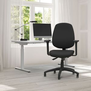 Homeworker Ergonomic Chair with Armrests, Seat Slide and Castors for Carpeted Floors - Black