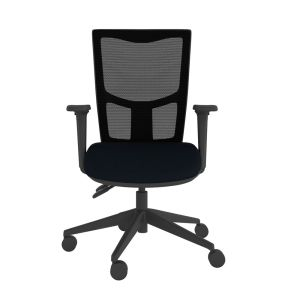 Homeworker Mesh Back Ergonomic Chair (with armrests & castors for carpeted floors) - Black