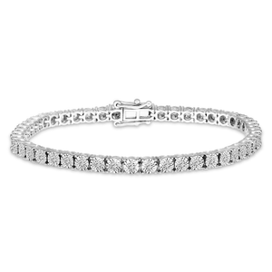 Diamond Tennis Bracelet 7.50ct Look G/SI Quality Set in Silver