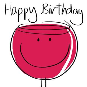 Moonpig Illustration Of A Glass Of Wine With A Smiley Face Birthday Card
