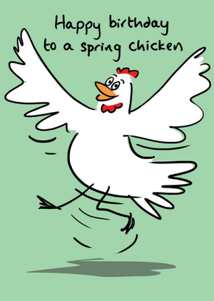 Illustration Of A Spring Chicken Birthday Card