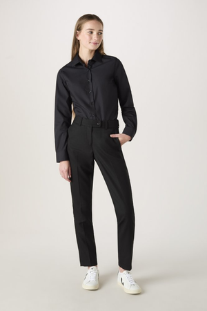 Simon Jersey Women's Fitted Long Sleeve Shirt, Black