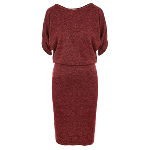 Paris Jersey Knit Midi Dress In Burgundy (XS/S)