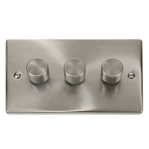 Click VPSC153 Deco 3 Gang 2 Way 400w Dimmer Switch Satin Chrome