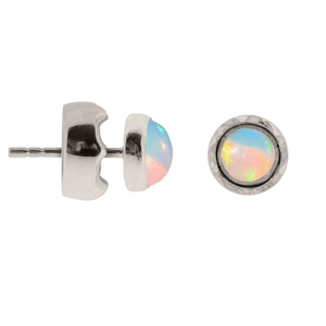 Maya Silver Stud Earrings - Opal (one size)