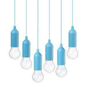 Auraglow Battery Operated LED Pull Cord Lights - 6 Pack-Blue