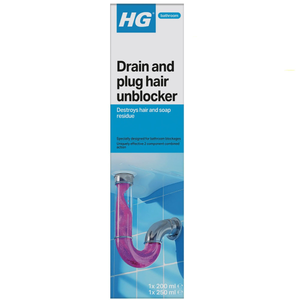 HG Bathroom Drain & Plug Hair Unblocker - 1 x 200ml, 1 x 250ml