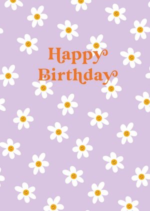 Retro Typography On A Daisy Pattern Background Birthday Card