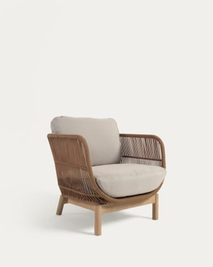 Catalina armchair made with beige rope and FSC solid acacia wood