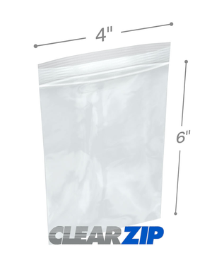 4" x 6" 8 Mil Clearzip® Locking Top Bags