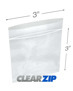 3" x 3" 6 Mil Clearzip® Locking Top Bags