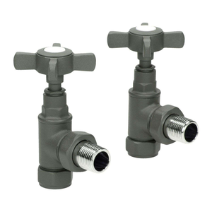 Pair of Traditional Cross Headed Angled Manual  Valves - Anthracite