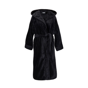 Organic Cotton Hooded Robe - Womens - Black (XS)