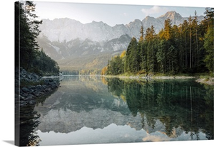 Eibsee At Sunrise, Grainau, Bavaria, Germany