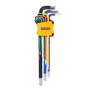 TOUGH MASTER Hex Key Set 9pcs, Metric Ball End, Long Arm, Multi-Coloured 1.5-10mm |TM-HKS9M