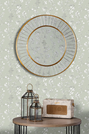 Laura Ashley Clemence Small Round Mirror Gold Leaf 50cm