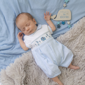Blue Jungle Friends Smocked Romper