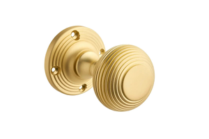 Beehive Half-Sprung Door Knob - Brushed Brass - Pair - Designer Levers