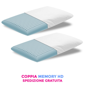 Coppia cuscini memory hd ancora più traspiranti e anti acaro con tessuto sfoderabile in cotone - young H12