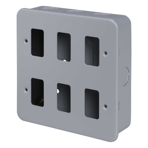 6 Gang Grid Front Plate Metal Clad c/w Back Box