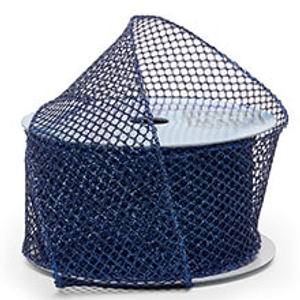 Navy Metallic Hex Weave Wired Ribbon - 2-1/2" X 10 Yards - Polyester - Embellishments & Trims by Paper Mart
